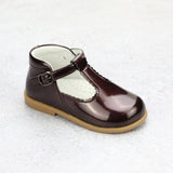Louise Toddler Girls Patent Raisin Scalloped T-Strap Mary Janes For School and Holidays