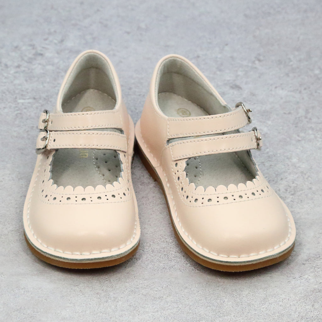Tatiana Vintage Inspired Double Strap Scalloped Mary Jane - Toddler Girls Classic Shoes Pale Pink / Kid 2 Tatiana Vintage Inspired Double Strap Scalloped Mary Jane - Toddler Girls Classic Shoes Pale Pink / Kid 2