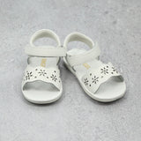 Angel Baby Shoes Hanna Girls Floral Open Toe Leather Sandal - White