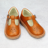 Girls Classic T-Strap Mary Jane in Terra Orange- Vintage Inspired Mary Janes - Heirloom Classic Shoes - Medallion - Babychelle.com