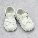 Angel Baby Girls Minnie White Bow T-Strap Mary Jane - Southern Baby - Heirloom Classic Shoes -  - Babychelle.com