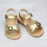 Lara Girls Vintage Inspired Champagne Buckled Sandal - Babychelle.com