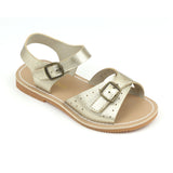 Lara Girls Vintage Inspired Champagne Buckled Sandal - Babychelle.com