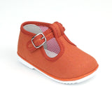 Baby Girls Poppy Terracotta Orange Canvas T-Strap Mary Janes - Babychelle.com