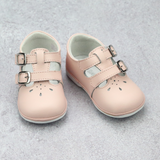Angel Baby Girls Hattie Double Buckle Pink Leather English Mary Jane - Babychelle.com
