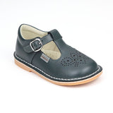 L'Amour Forest Green Brogue Inspired Medallion T-Strap Leather Stitch Down Mary Jane - Babychelle.com