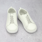 Toddler Girls Phoebe  White Scalloped Slip On Leather Sneaker