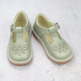 Girls Classic T-Strap Mary Jane in Sage - Vintage Inspired Mary Janes - Heirloom Classic Shoes - Medallion - Babychelle.com