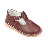L'Amour Toddler Girls Burgundy T-Strap Leather School Mary Janes - Babychelle.com