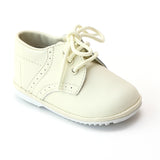Angel Infant Boys 2157 Ecru Cream Leather Dress Lace Up Oxfords - Babychelle.com