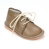 Georgie Toddler Girls Scalloped Mocha Waxed Leather Boot - Babychelle.com