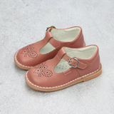 Girls Classic T-Strap Mary Jane in Vintage Rose - Vintage Inspired Mary Janes - Heirloom Classic Shoes - Medallion - Babychelle.com