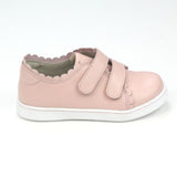 L'Amour Girls Caroline Pink Double Strap Leather Scalloped Sweetheart Sneaker- Toddler - Babychelle.com