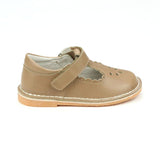 Toddler Girls Scallop T-Strap Mocha Leather Vintage Inspired Mary Jane - Heirloom Shoes