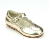 L'Amour Toddler Girls Sonia Classic Scalloped Gold Leather Flat
