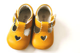 L'Amour Infant Girls Butternut Squash Open Heart Leather Crib Mary Janes - Babychelle.com
