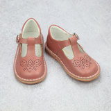 Girls Classic T-Strap Mary Jane in Vintage Rose - Vintage Inspired Mary Janes - Heirloom Classic Shoes - Medallion - Babychelle.com