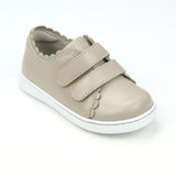 L'Amour Girls Caroline Almond Double Strap Leather Scalloped Sweetheart Sneaker- Toddler - Babychelle.com