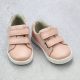 Toddler Girls Kenzie Double Velcro Sweetheart Double Strap Blush Pink Leather Sneaker - Pastel Palette - Babychelle.com