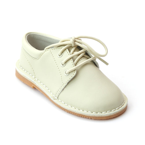 L'Amour Boys Stitch Down Cream Leather Lace Up Shoes - Babychelle.com