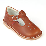 L'Amour Toddler Girls Cognac T-Strap Leather School Mary Janes - Babychelle.com