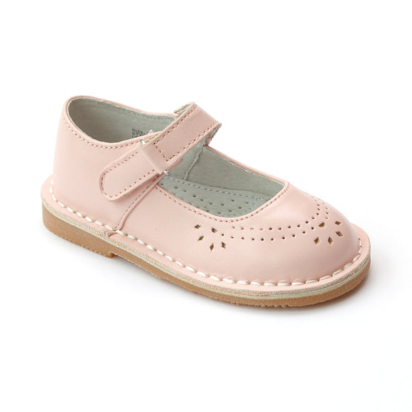 L'Amour Girls Classic 758 Pink Leather Mary Janes - Babychelle.com
