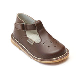 L'Amour Girls Brown Perforated Star T-Strap Mary Jane - Babychelle.com