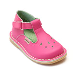 L'Amour Girls Fuchsia Perforated Star T-Strap Mary Jane - Babychelle.com
