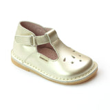 L'Amour Girls Gold Perforated Star T-Strap Mary Jane - Babychelle.com