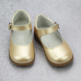 L'Amour Girls Champagne Scallop Leather Mary Janes for Special Occasions -  Babychelle.com