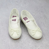 Alia Girls Classic Pearl White Leather Ballet Flats - Ballerina Flats - Babychelle.com