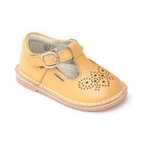 L'Amour Mustard Medallion T-Strap Leather Stitch Down Mary Jane