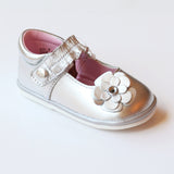 Angel Infant Girls Rhinestone Silver Flower Mary Janes