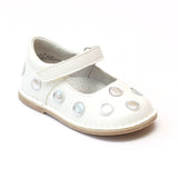 Angel Baby Girls White Contrasting Polka Dot Leather Mary Janes - Babychelle.com