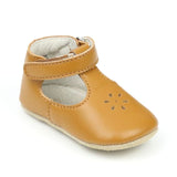 Infant Girls Lisette Caramel Tan Napa Leather Mary Jane Crib Shoe - Babychelle.com