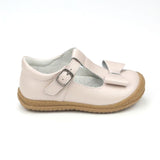 L'Amour Girls Almond Leather T-Strap Bow Mary Janes - Babychelle.com