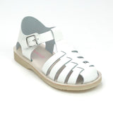 L'Amour Shoes Girls Ashton White Leather Fisherman Sandal - Babychelle.com