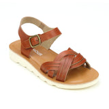 L'Amour Toddler Girls Classic Girls Athena Cognac Braided Leather Sandal - Vintage Inspired Sandals -Babychelle.com