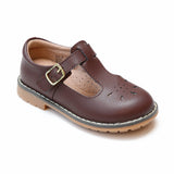 L'Amour Girls Agnes Marron Brown Vintage Style T-Strap Mary Janes - Babychelle.com