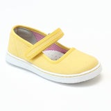 L'Amour Girls Jenna Yellow Canvas Mary Janes - Babychelle.com