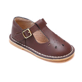 Bonnie Classic Marron Brown Pebbled Leather T-Strap School Mary Janes - Babychelle.com