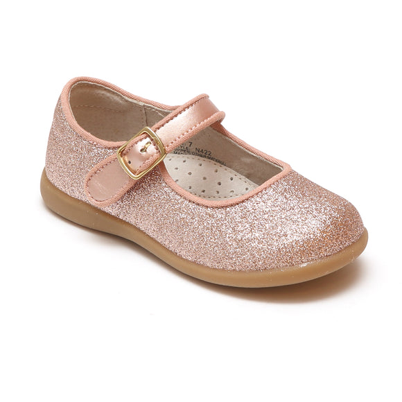 L'Amour Girls Marilla Special Occasion Fine Rosegold Glitter Mary Jane - Babychelle.com