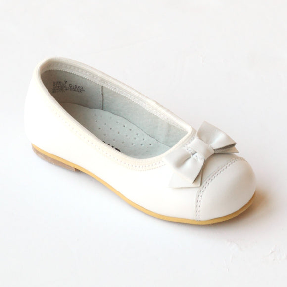 L'Amour Girls C-520 White Bow Dress Flats