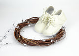Angel Infant Boys 2157 Ecru Cream Leather Dress Lace Up Oxfords - Babychelle.com