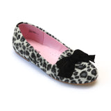 L'Amour Girls Furry Leopard Black Flats - Babychelle.com