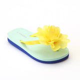 L'Amour Girls Yellow Organza Flower Flip Flops - Babychelle.com
