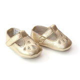 Angel Baby Infant Girls Gold Teardrop T-Strap Crib Mary Jane - Babychelle.com