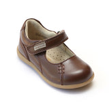 L'Amour Girls Matte Brown Leather Mary Janes - Babychelle.com