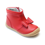 L'Amour Girls Red Bow Leather Zip Ankle Boot - Babychelle.com