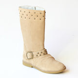 L'Amour Girls Studded Sand Suede Tall Boots